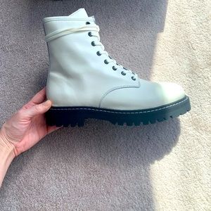 NWT Thursday Boot Company Leather White Combat Boots